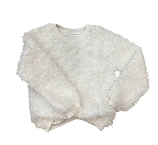 Girls' Fluffy Crewneck Sweater, 100% Polyester